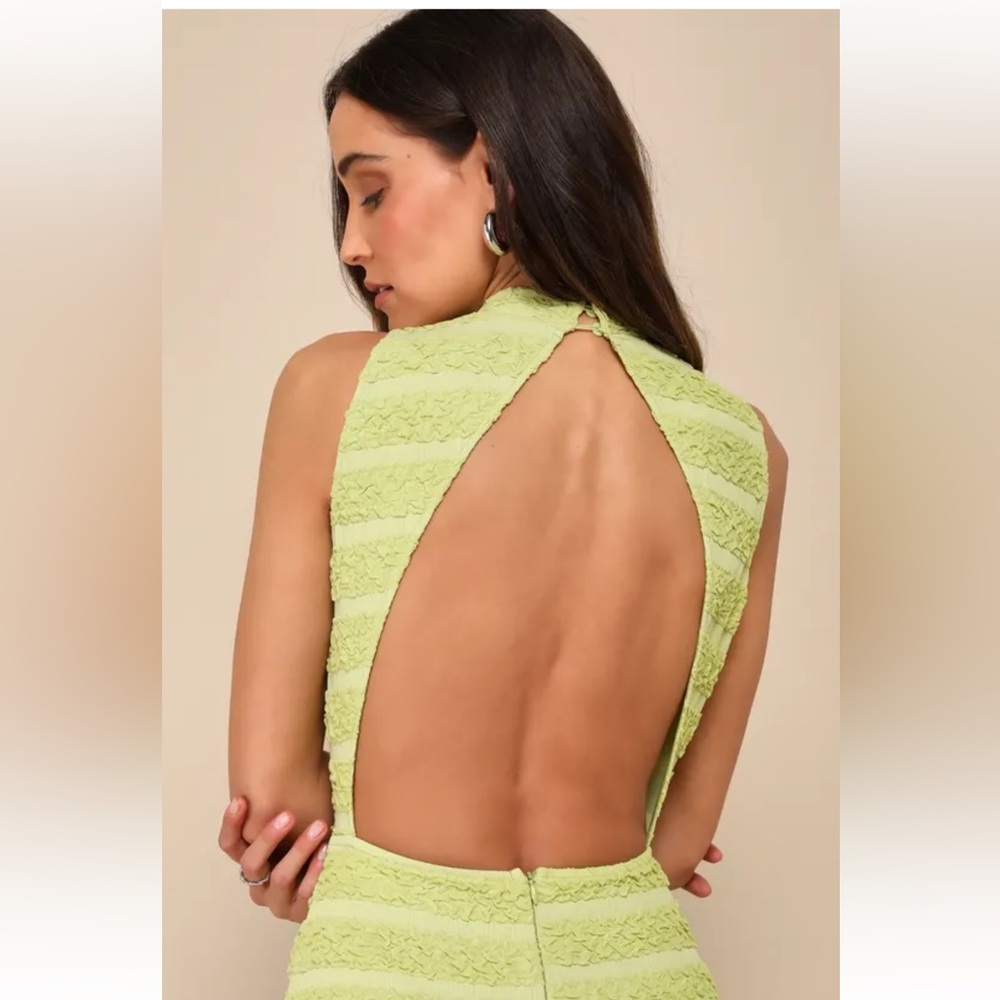 SOLD - Gorgeous Delight Lime Green
Textured Mock Neck Cutout Midi Dress